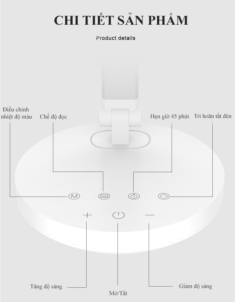 Đèn Bàn LED Học Đọc Sách Làm Việc Chống Cận Cảm Ứng - Không Dây Tích Trữ Pin Tiện Lợi - Dung Lượng Pin 2000mAh - Điều Chỉnh Vùng Sáng Nhiệt Độ Sáng Hàng Chính Hãng