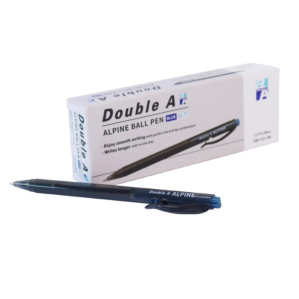 Hộp 12 bút bi Double A Alpine nét 0.7mm mực xanh - Tặng kèm 5 bút cùng loại