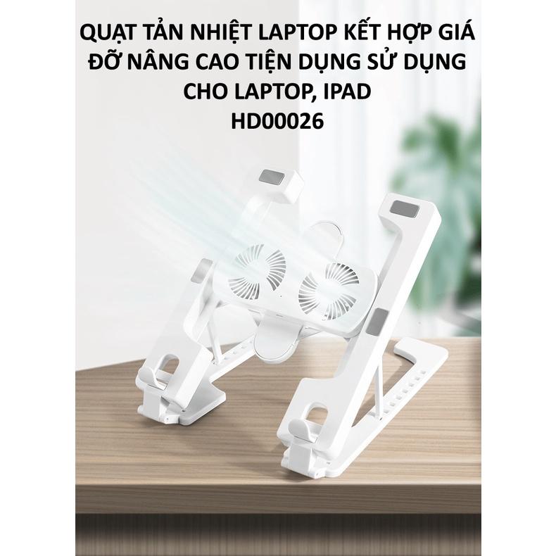 Quạt tản nhiệt laptop kết hợp giá đỡ nâng cao tiện dụng sử dụng cho Laptop, IPAD