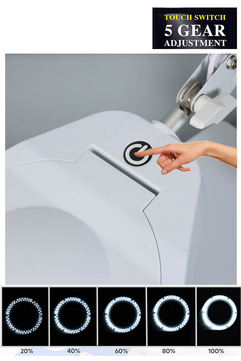 Kính lúp để bàn có đèn TERINO DE-78W (phóng đại 10X và 20X, Led, màu trắng) - Hàng chính hãng