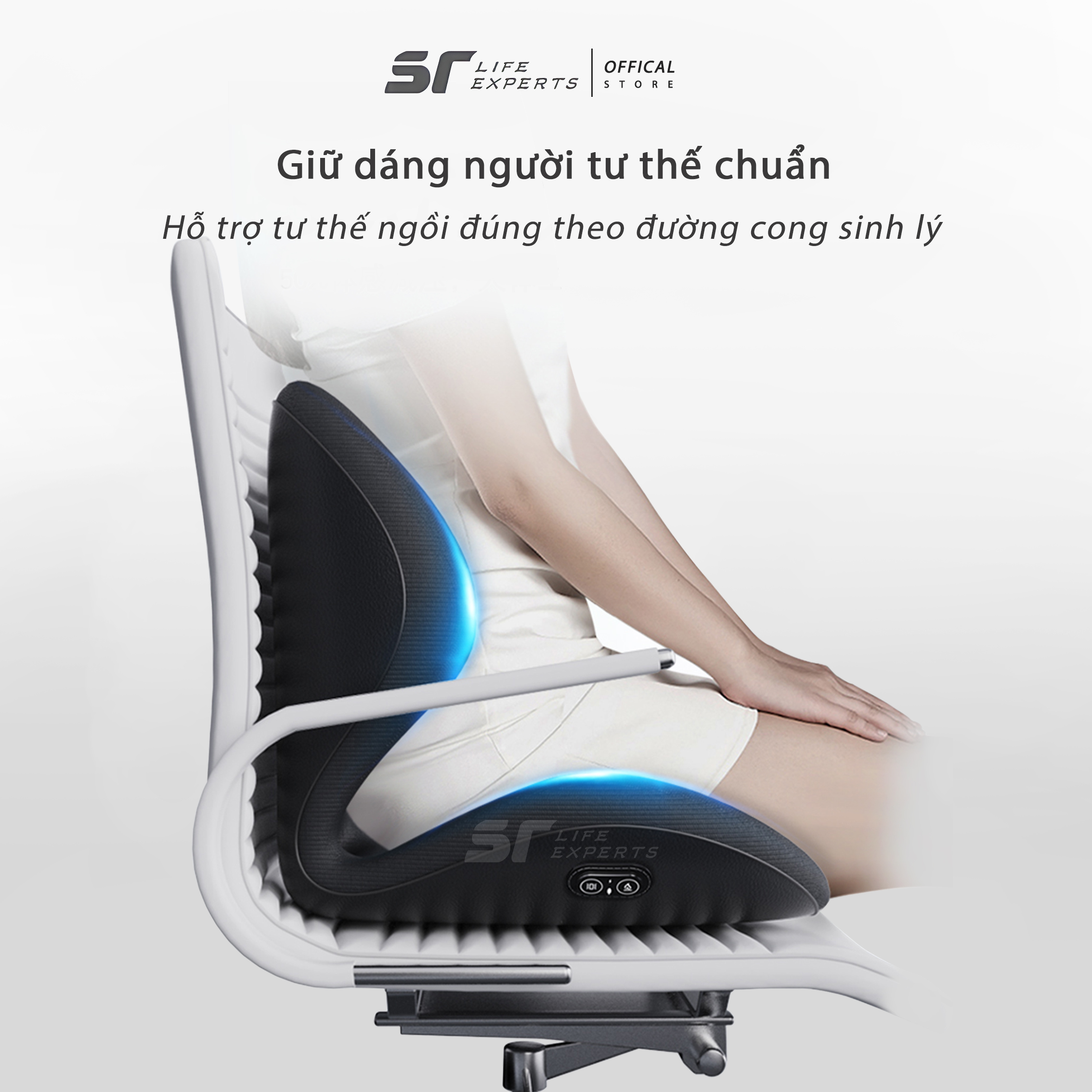 Bộ Gối Lót Mông Và Tựa Lưng Massage Chườm Nóng Cao Su Non Văn Phòng Ô Tô, Đệm Lưng Chống Gù, Giảm Đau Cột Sống - Sairui