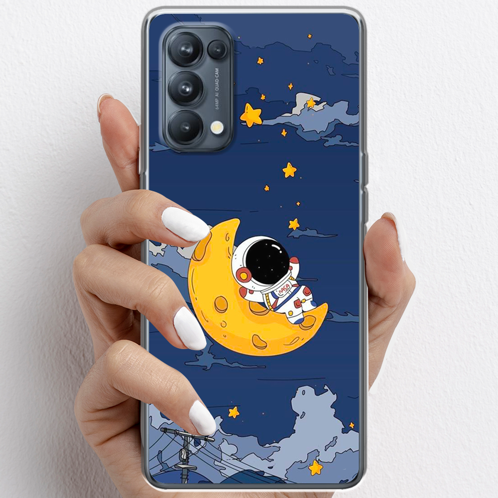 Ốp lưng cho Oppo Reno5, Reno5 Pro nhựa TPU mẫu Phi hành gia trăng vàng