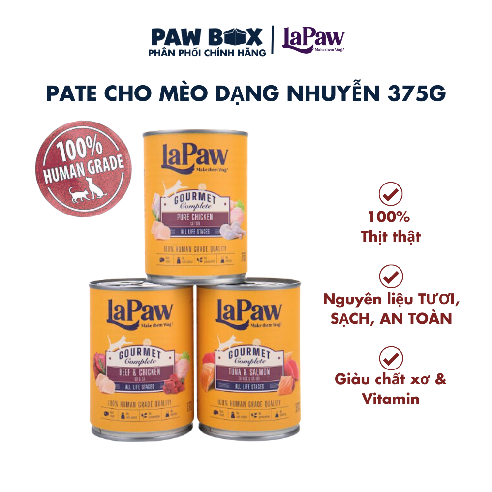 PATE DẠNG NHUYỄN DÀNH CHO MÈO LAPAW LON 375G