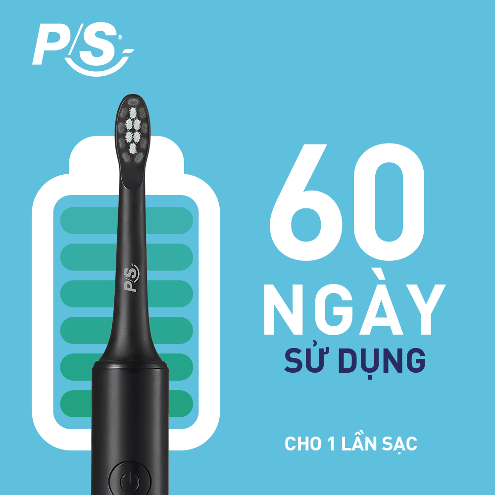 Bộ bàn Chải Điện P/S Sonic Expert Chuyên Gia Sóng Âm - Công Nghệ Sóng Âm, Chải Sạch Mảng Bám Tới 8X - Đen Glowy