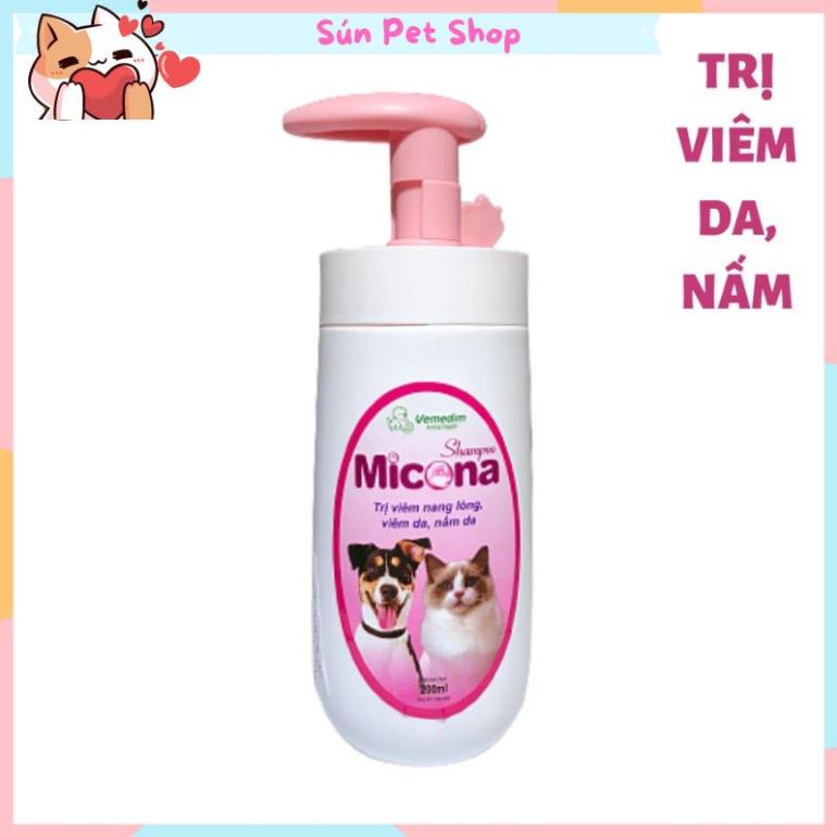 Sữa tắm cho chó mèo viêm nang lông, viêm da, nấm da Micona 200ml