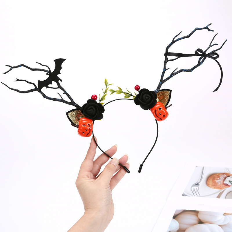 Băng đô Halloween quả bí cam, nhện cài tóc hóa trang xinh đẹp, cài tóc cosplay hóa trang xinh đẹp màu đen huyền bí