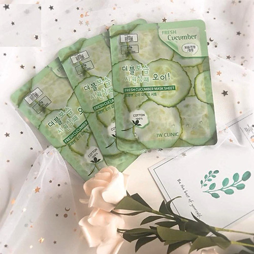 Mặt nạ dưỡng ẩm da chiết xuất dưa leo 3W Clinic Fresh Cucumber Mask Sheet 23ml