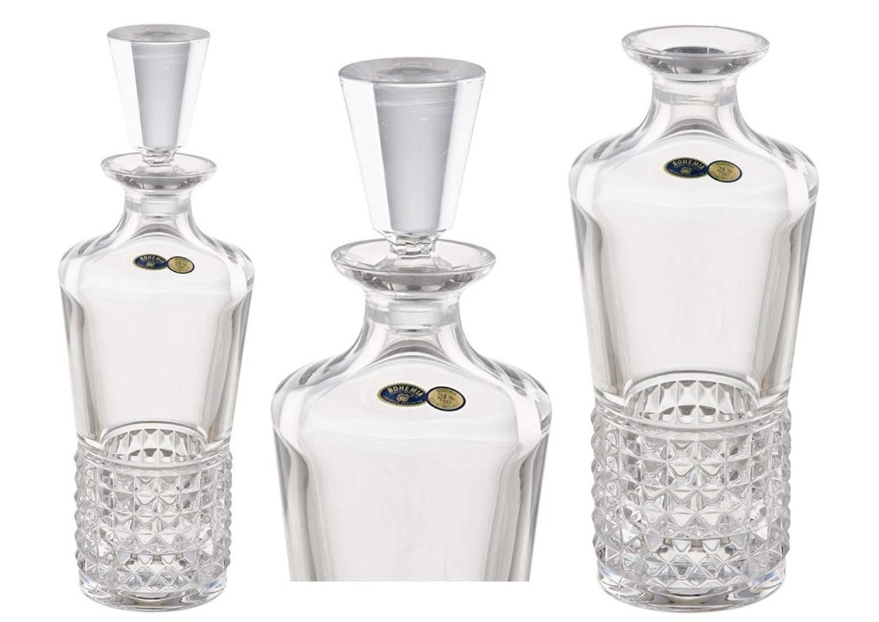 Set Bình Rượu Pha Lê Kèm 6 Cốc Bohemia Trinity, Bộ Bình Ly Pha Lê Dùng Uống Whisky Cao Cấp, Nhập Đức