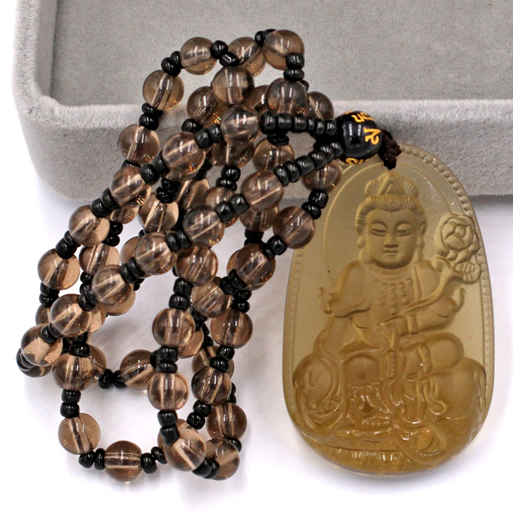 Vòng cổ Bồ tát Phổ hiền đá Obsidian 5 cm DHBNN2