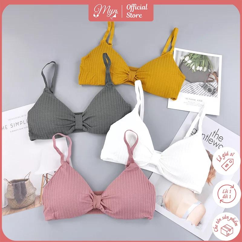 ÁO BRA COTTON NƠ ĐIỆU SANG CHẢNH ĐỆM DÀY KHÔNG GỌNG
