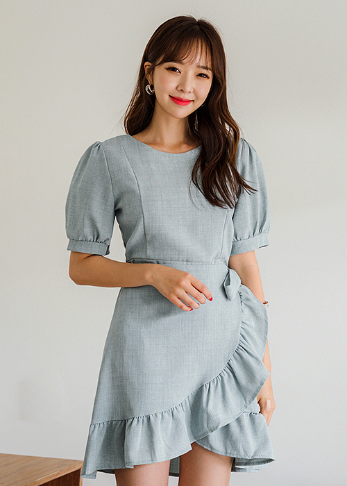 Đầm Liền Xẻ Bèo Dưới Frill Wrap - freesize