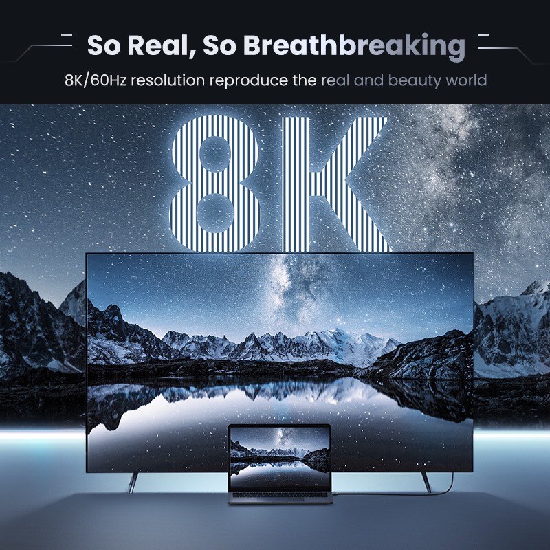 Cáp HDMI 2.1 Ugreen ULTRA HD 8K@60Hz 48Gbps Cao Cấp HD135 hàng chính hãng