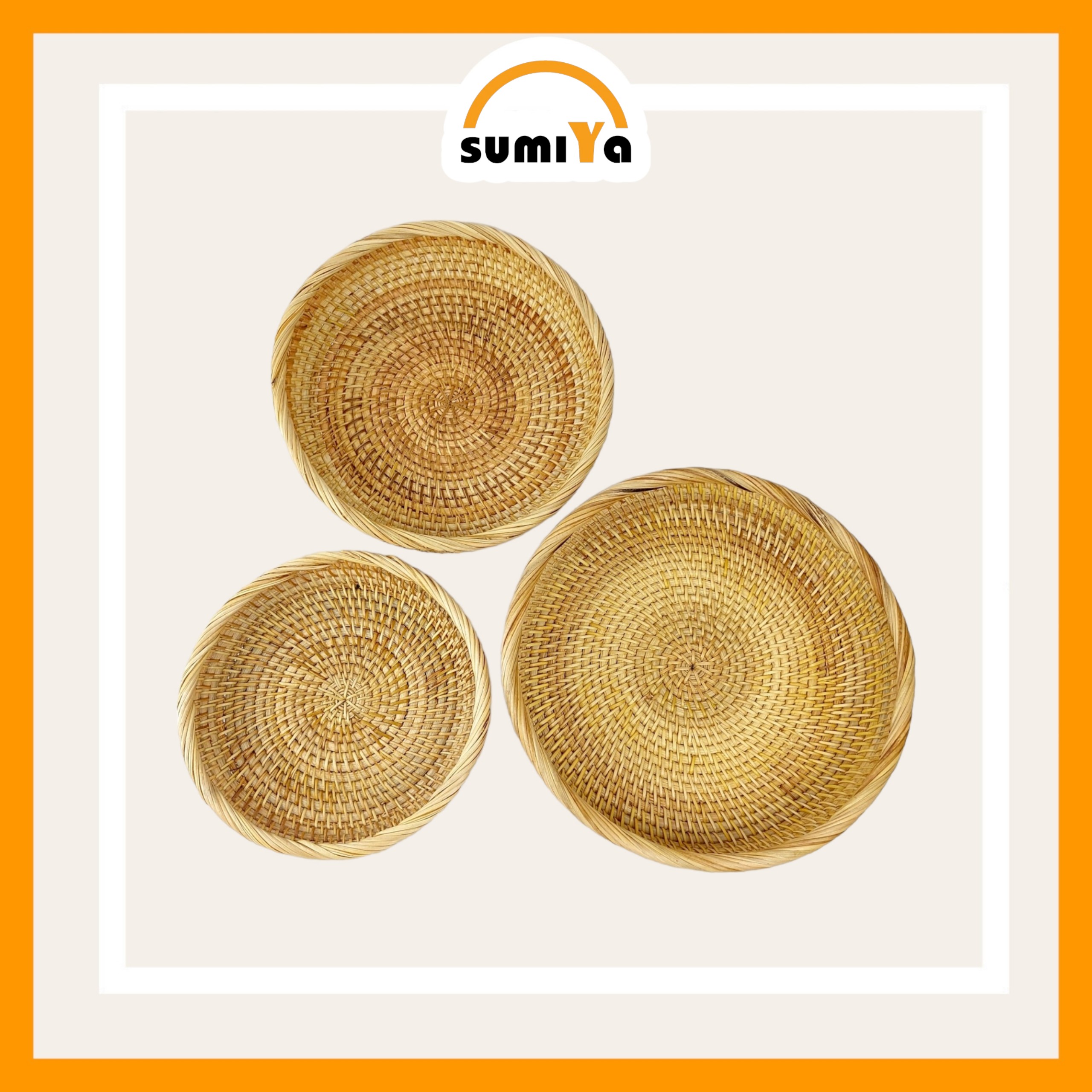 Bát mây xiên thấp, mây xiên tự nhiên, đựng trái cây, trang trí