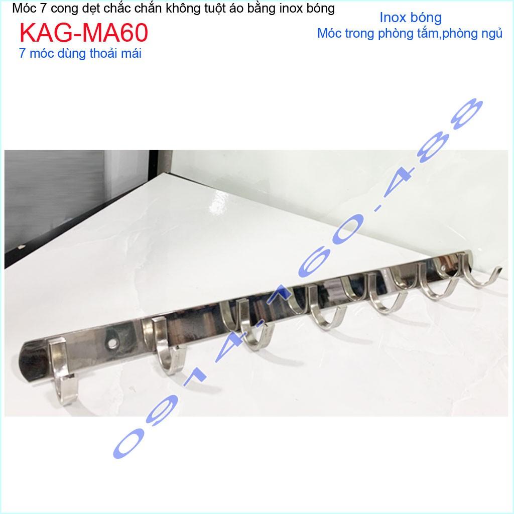 Móc áo inox dày 7 móc KAG-MA60, Best sales móc inox dẹt 7 siêu đẹp siêu bền giá tốt sử dụng vĩnh viễn