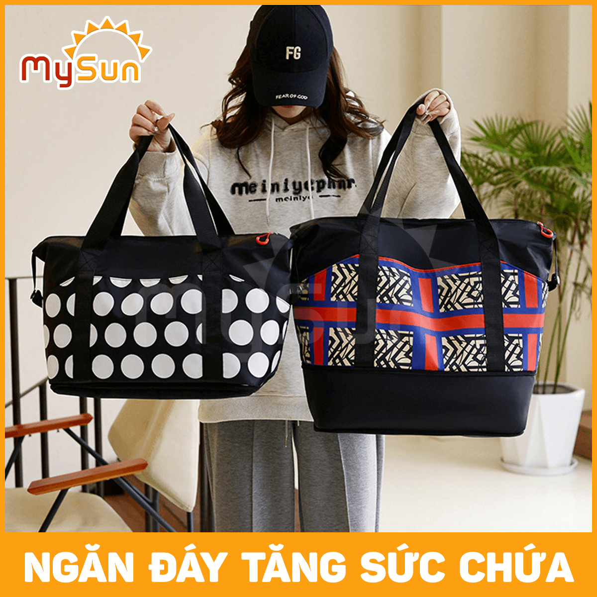 Túi xách tay du lịch nam nữ 2 TẦNG gấp gọn cỡ size to lớn đựng nhiều đồ cá nhân MySun