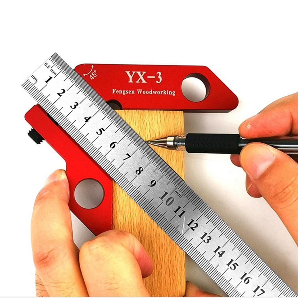 2 Packs Center Scriber 45 and 90 Degree Line Wood Carpenter Ruler Gauge