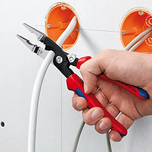 Kìm Lắp Điện 6 Chức Năng Knipex 13 92 200 Tích Hợp Lò Xo Tự Mở Miệng Cắt &amp; Tay Cầm Nhựa Êm - Sản Xuất Tại Đức