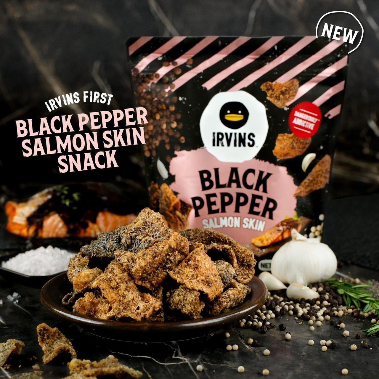 Da cá hồi IRVINS tiêu đen 105g - Black Pepper Salmon Skin 105g