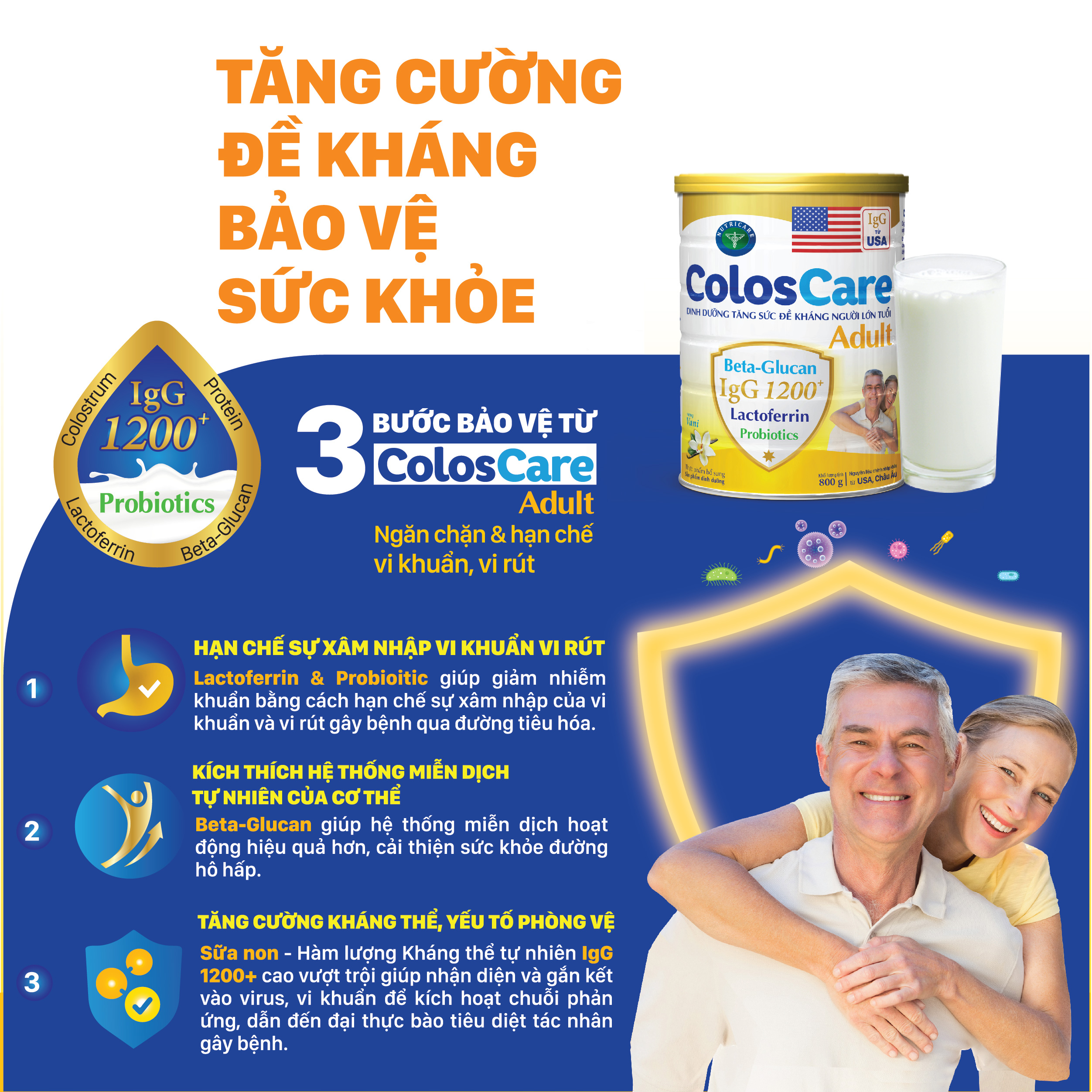 Sữa bột Nutricare ColosCare Adult tăng sức đề kháng người lớn tuổi (400g)