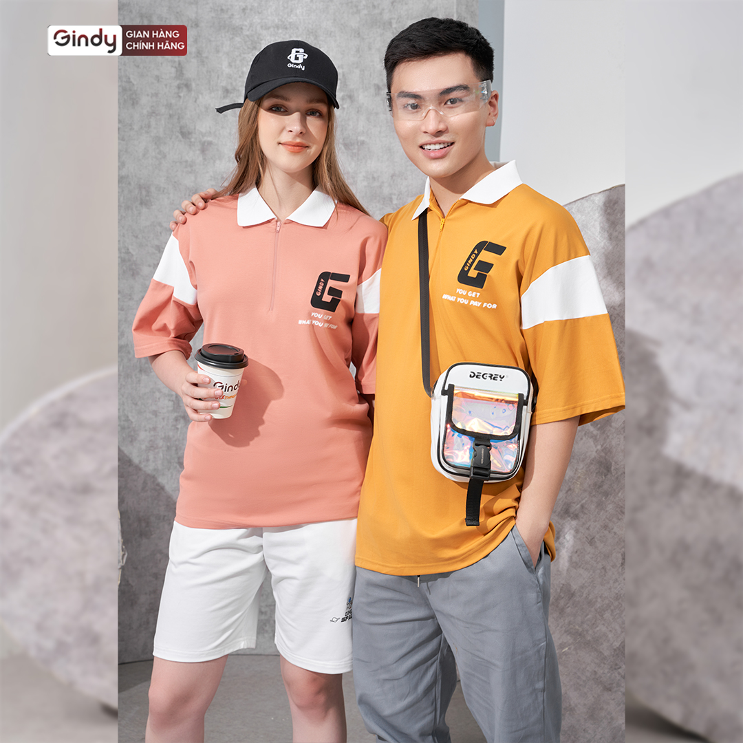 Áo thun polo nam nữ form rộng GINDY phông unisex thời trang Hàn Quốc Local Brand A074