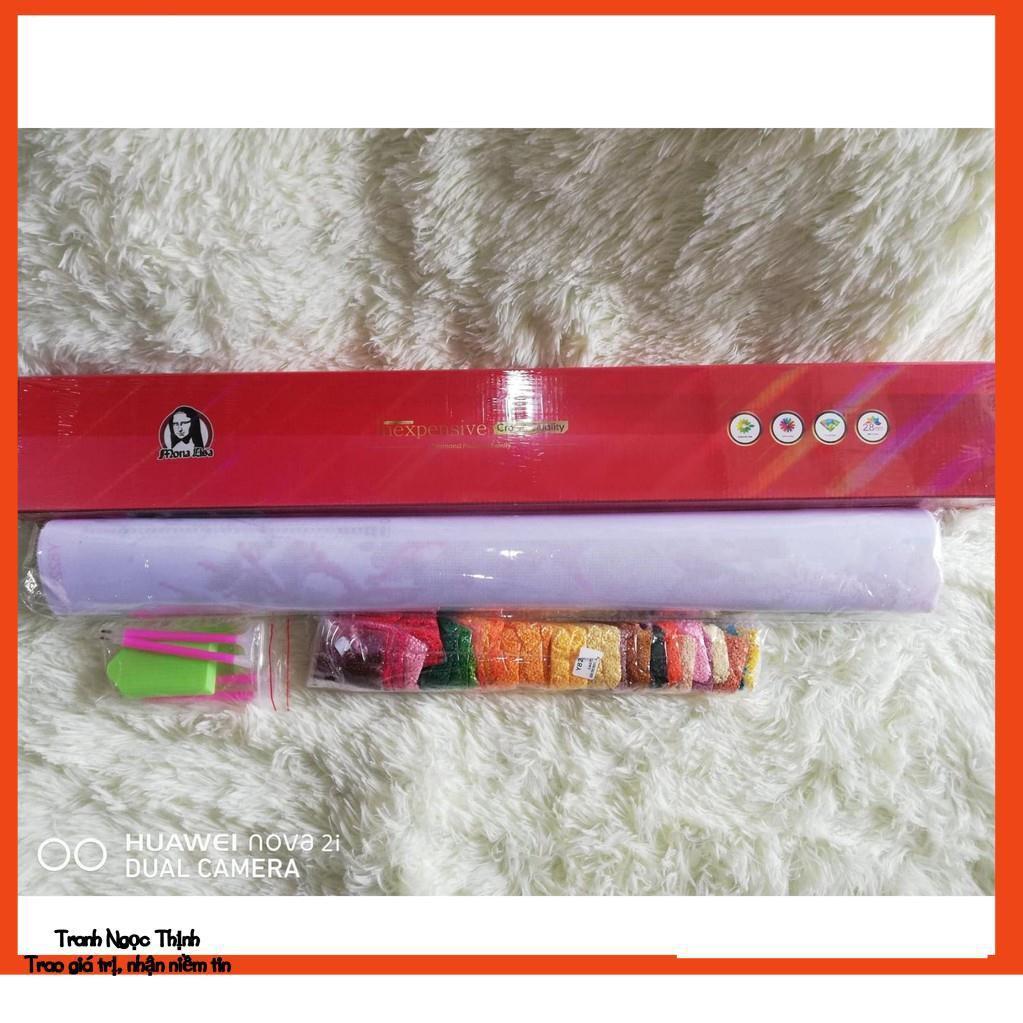 Rẻ vô địch-Tranh đính đá cao cấp Vạn Sự Như Ý LV055- KT: 110x60Cm