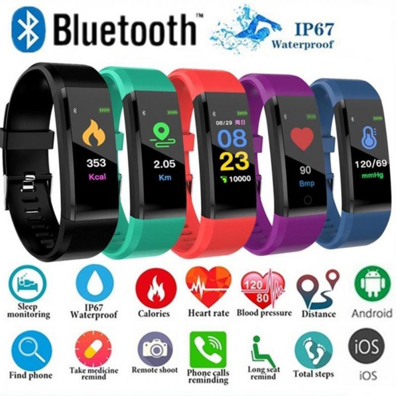 Đồng hồ thông minh 115Plus Đồng hồ thể thao tương thích Bluetooth Vòng đeo tay theo dõi sức khỏe Vòng đeo tay thể dục đo nhịp tim Vòng đeo tay thông minh 115 Màu sắc: Xanh lục