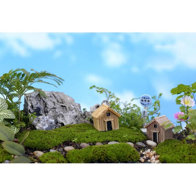 Tiểu cảnh mini ️ Mô hình ngôi nhà giả gỗ trang trí tiểu cảnh sen đá, sân vườn, bể cá, bể terrarium