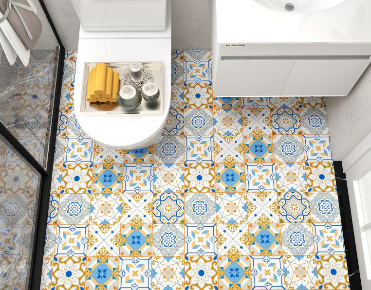 COMBO CUỘN 3 mét decal dán nền dán sàn GẠCH HOA SANG TRỌNG KHỔ 60CM KEO SẴN