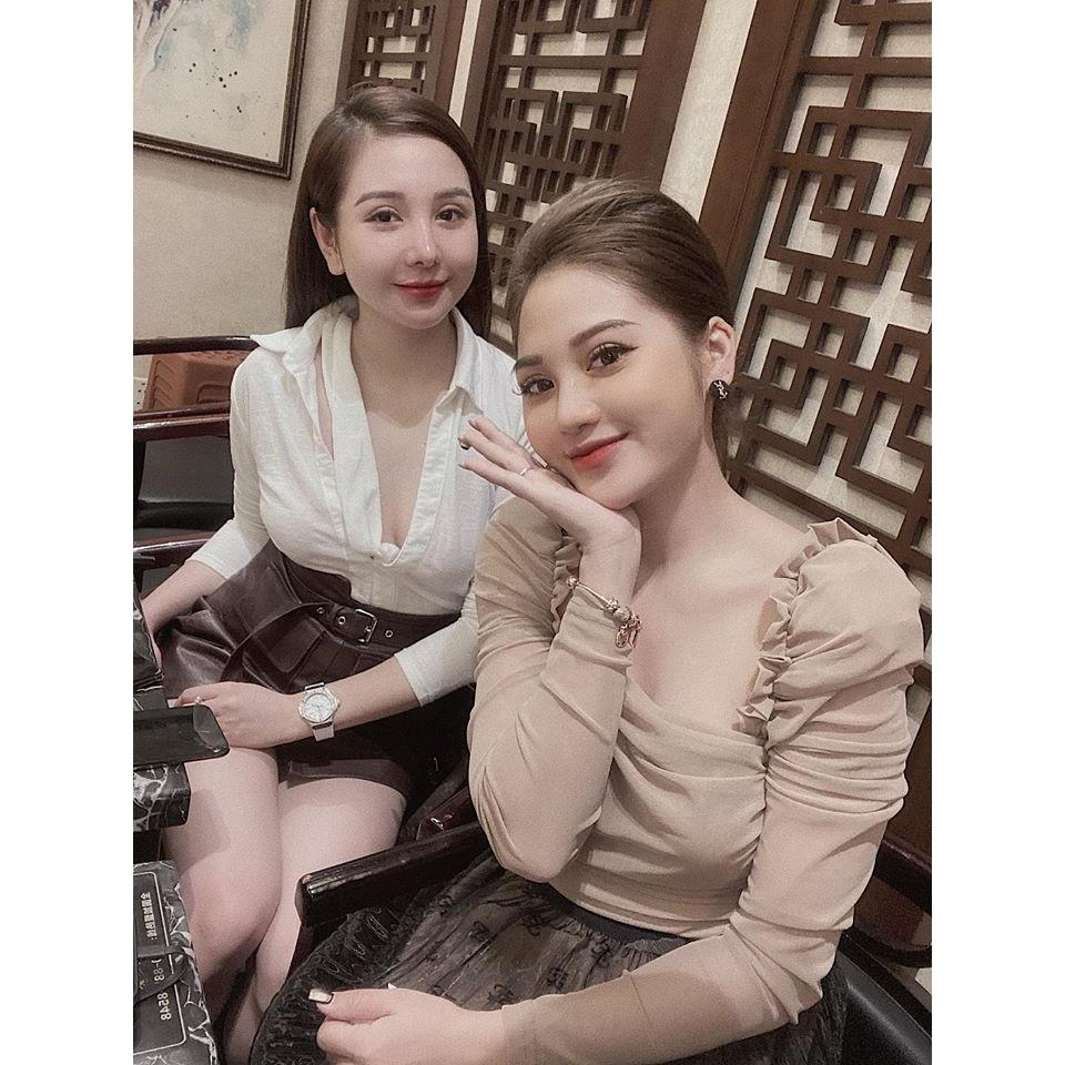 Áo nhún vai bồng cổ vuông