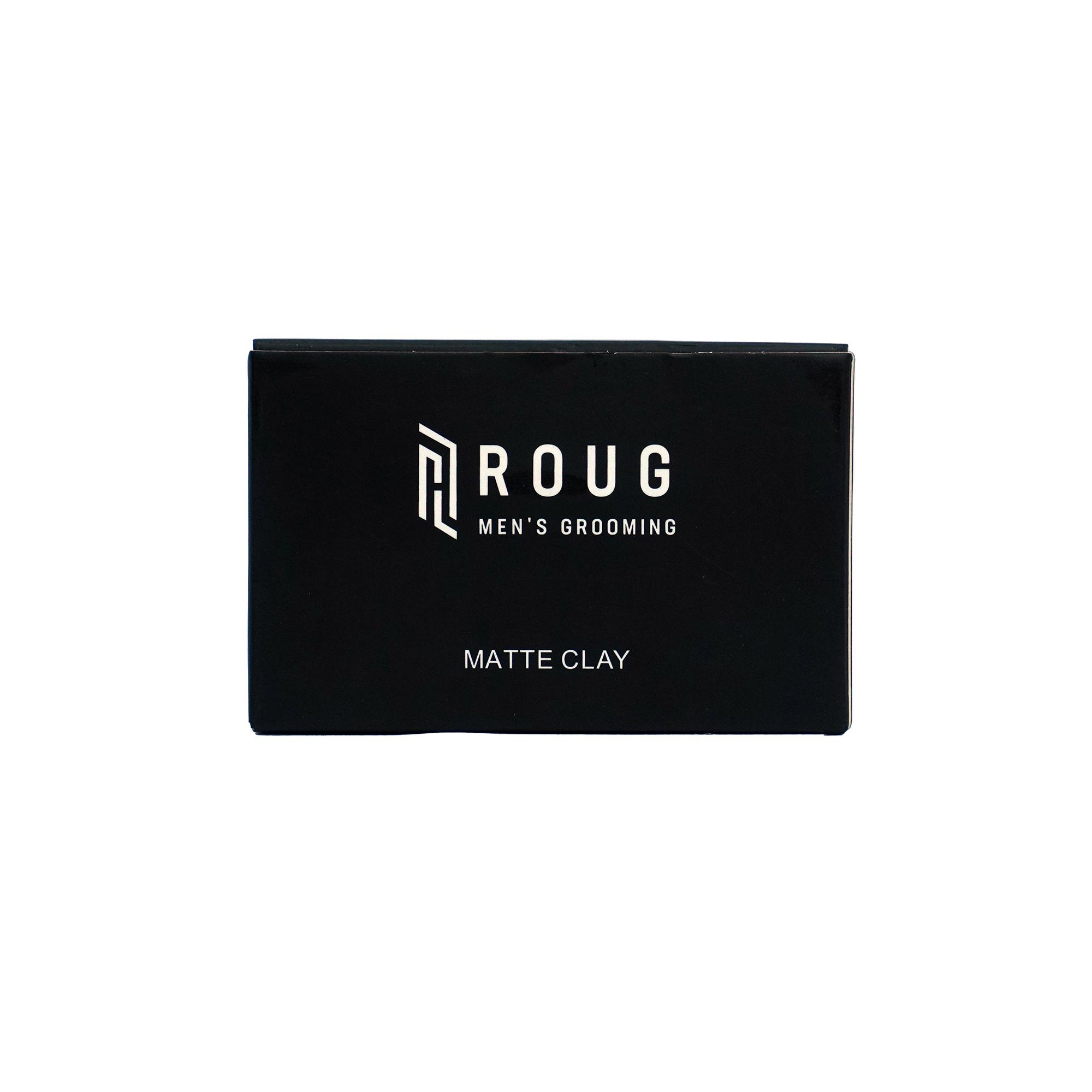 Sáp vuốt tóc nam Roug Matte Clay 90gr cao cấp Singapore | Tạo kiểu và dành cho mái tóc mỏng dầu + Tặng lược Texture Roug Men's Grooming và Lược sấy Chaoba  - Sáp vuốt tóc Roug màu đen