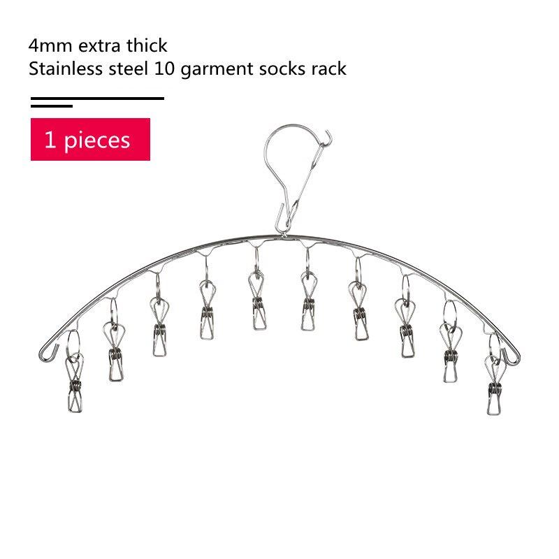 10 Clips Stainless Steel Laundry Rack Foldable Sock Clothes Airer Folding Hanger Drying Hanger Clothes Underwear Socks Holder