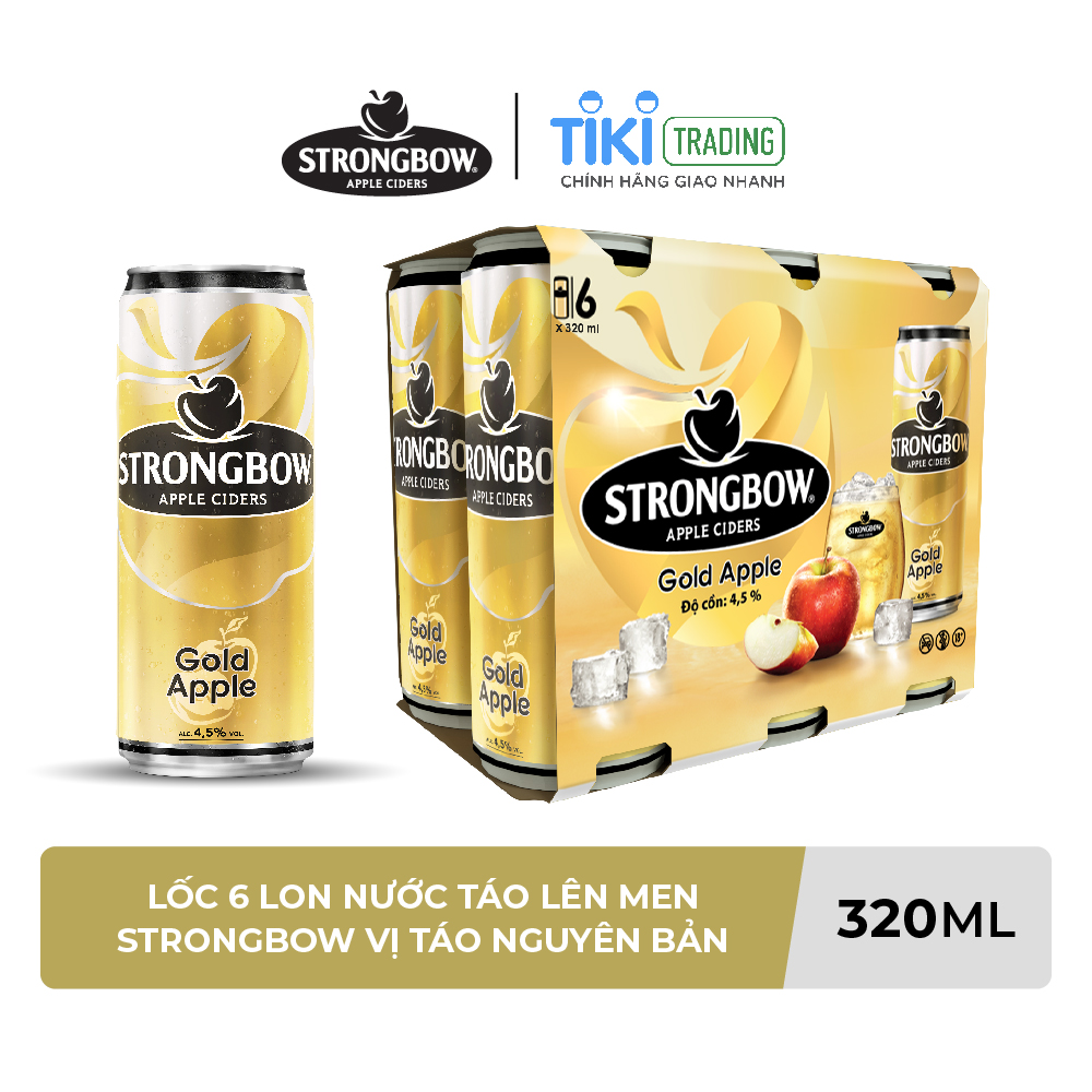 Lốc 6 Lon Nước Táo Lên Men Strongbow Vị Táo Nguyên Bản 320Mllon