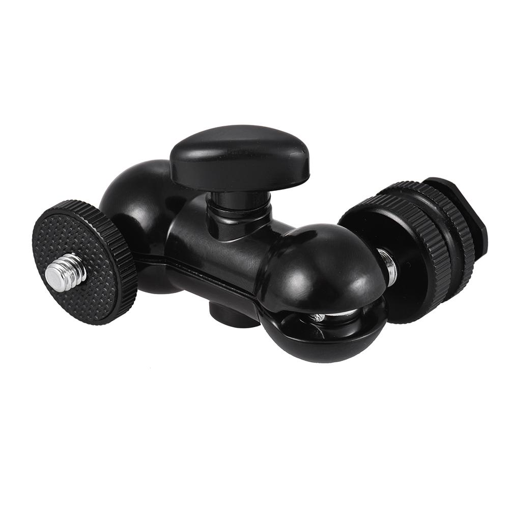 Multi-Function Double Ballhead Bracket Arm Ballhead with Cold Shoe Mount 1/4
