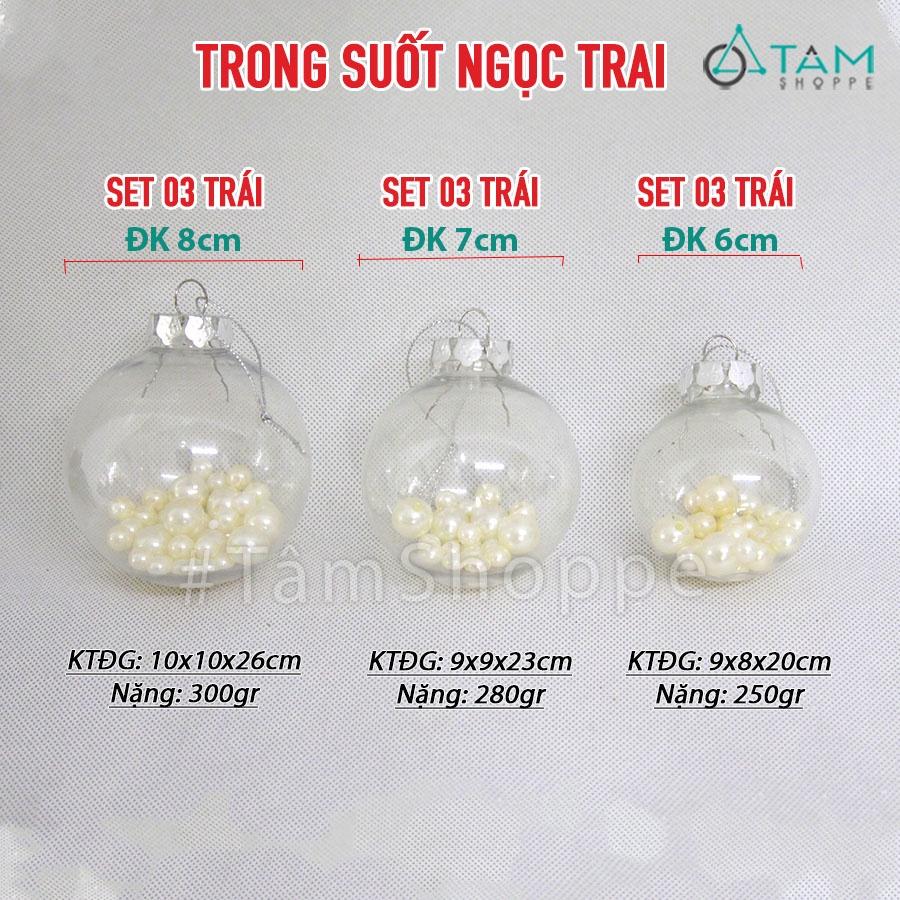 Set 3 trái châu trang trí noel họa tiết thủ công X-TRCH-22