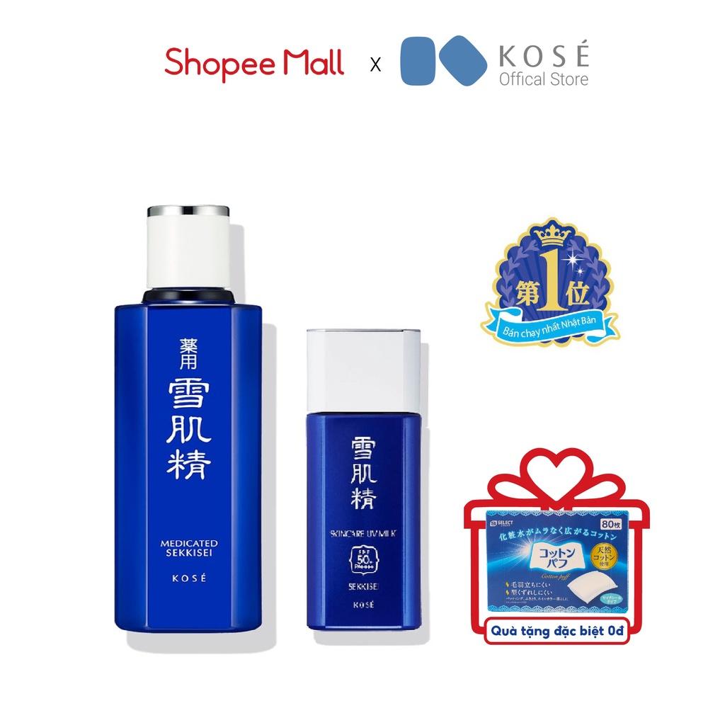 Set Kem Chống Nắng Và Lotion Kose Sekkisei Skincare UV Milk SPF50+ PA++++ (200ML + 24ML)