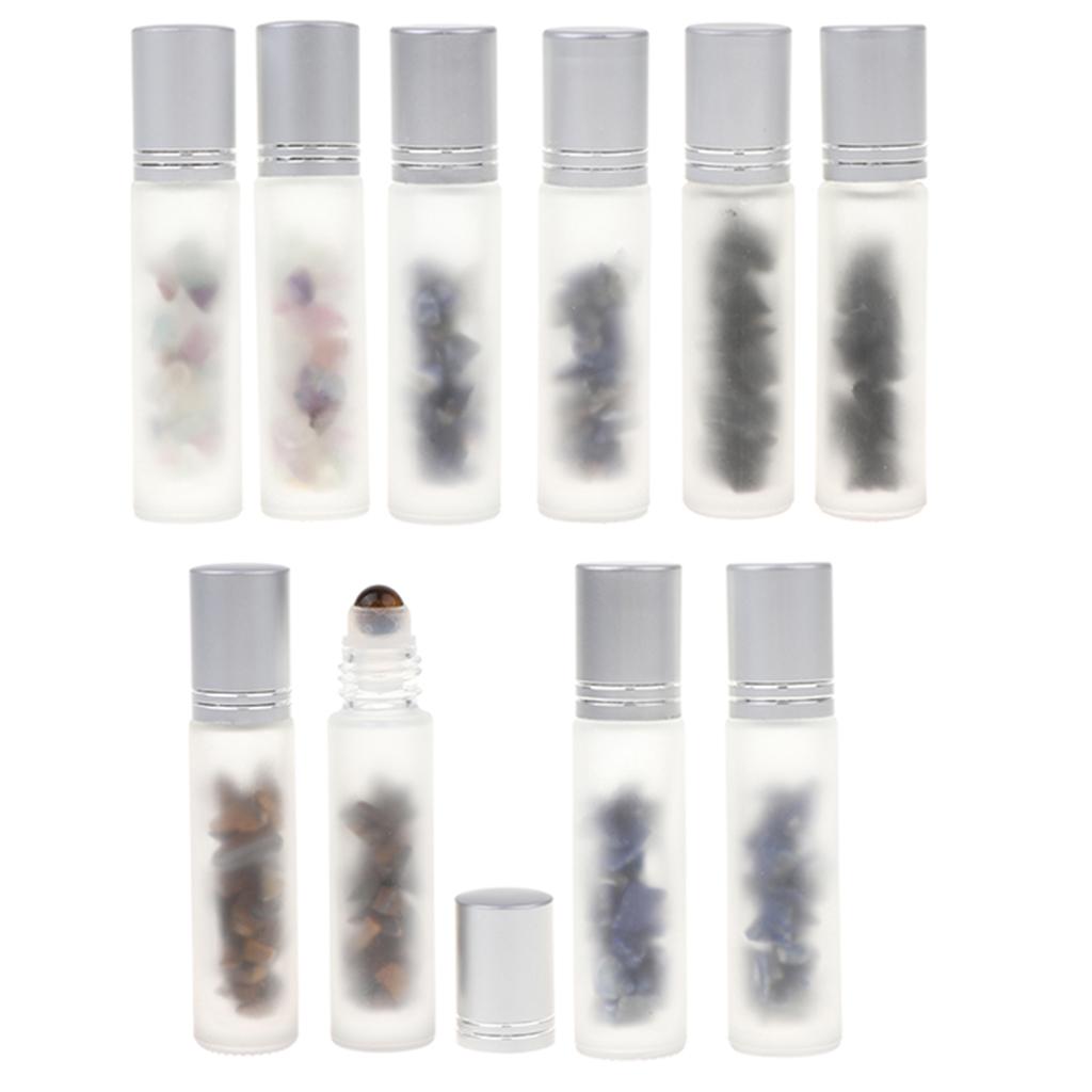 2X 10ml Empty Frosted Glass Perfume Roller Ball Bottles