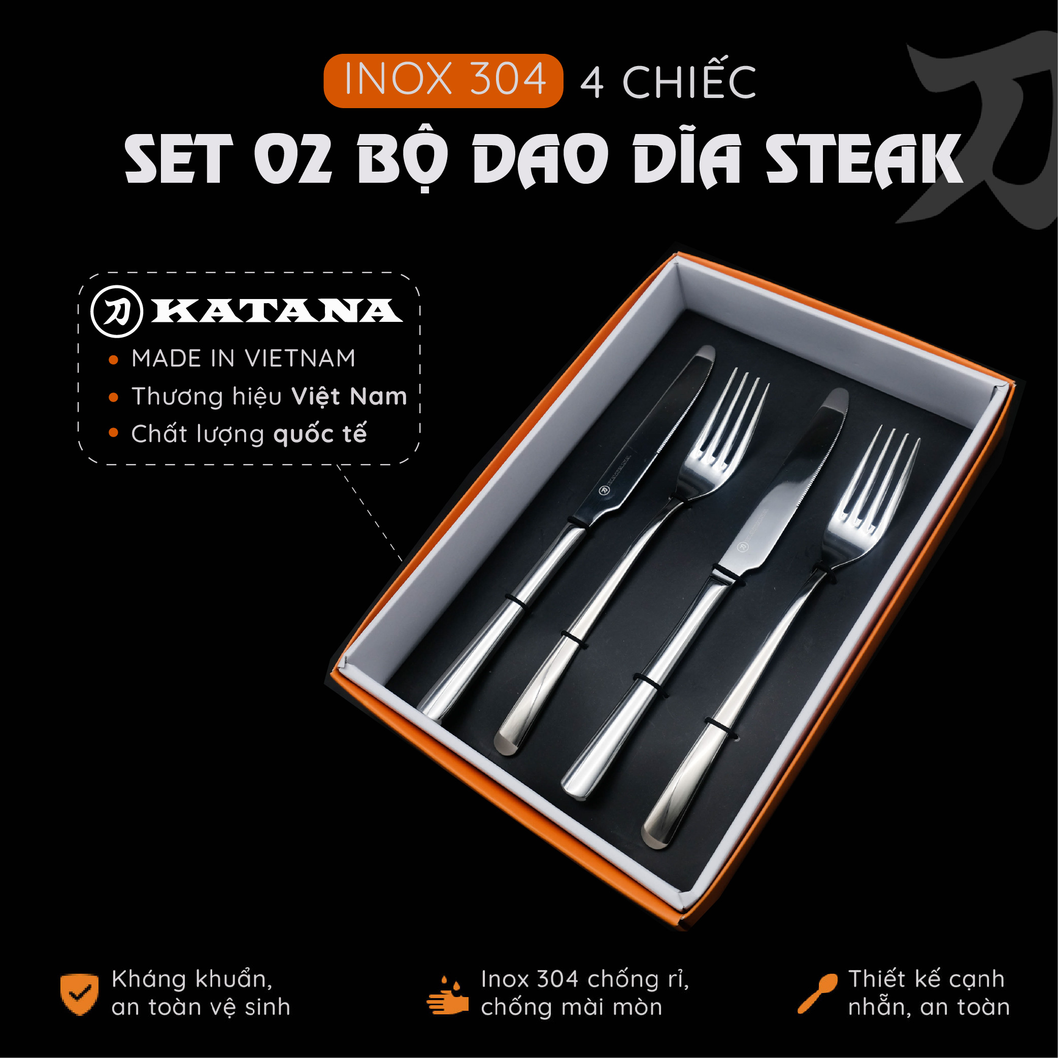 Set 4 dao dĩa ăn steak KATANA - KATA110