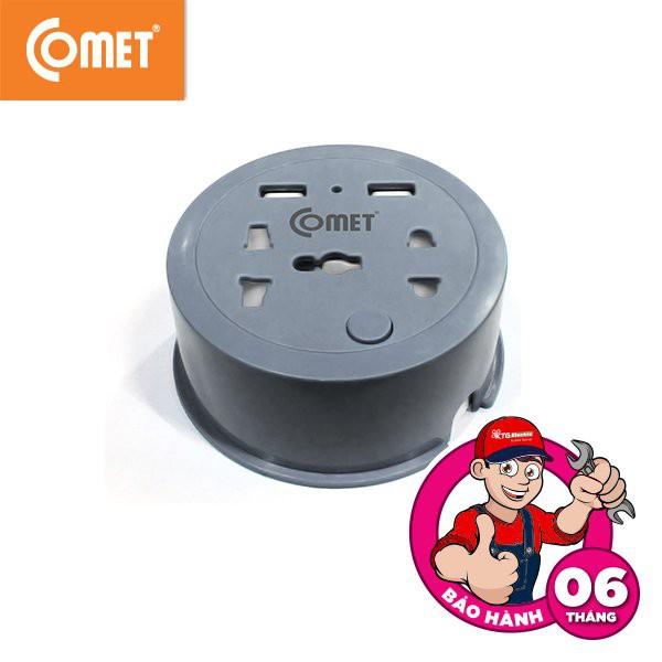 Ổ cắm điện du lịch Comet CES9111 MÀU XANH dây dài 1m, 2 ổ USB, 1 ổ 3 chấu, 1 ổ 2 chấu - Hàng chính hãng