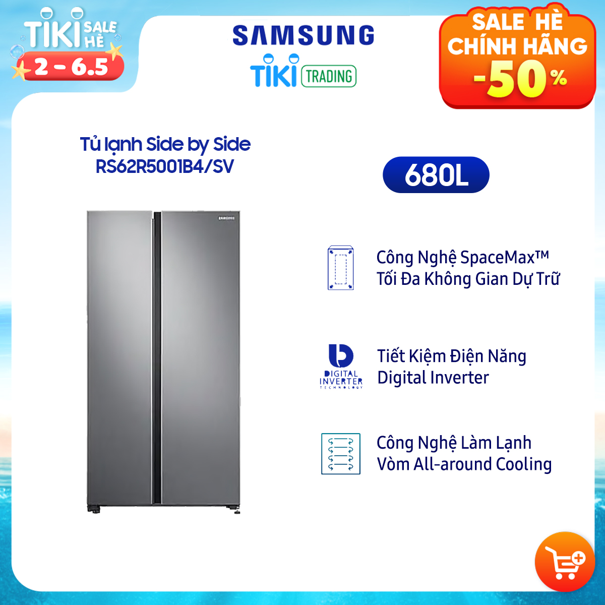 Tủ Lạnh Side By Side Samsung Inverter 655 lít RS62R5001M9/SV - Hàng Chính Hãng