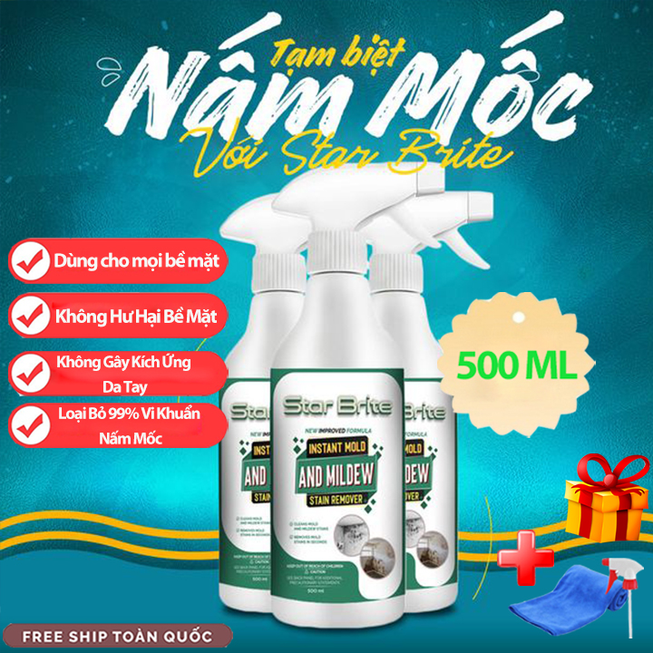 Chai Xịt Tẩy Mốc Tường STAR BRITE 500ml - Làm Sạch Vết Rêu Mốc Lâu Ngày Trên Tường, Sàn Nhà Đá Hoa