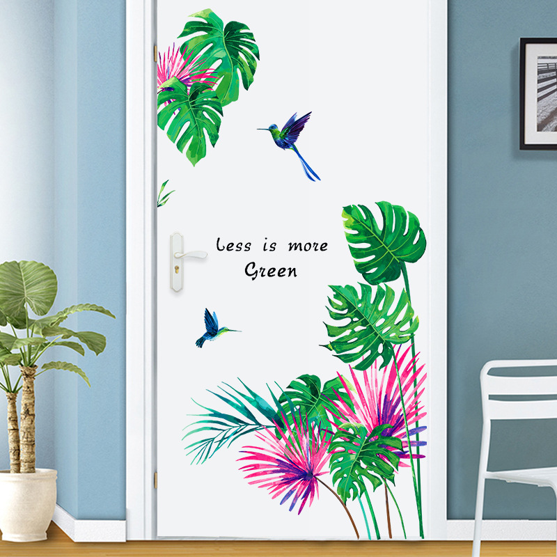 Decal dán trang trí tường Lá cọ phong cách Hàn Quốc