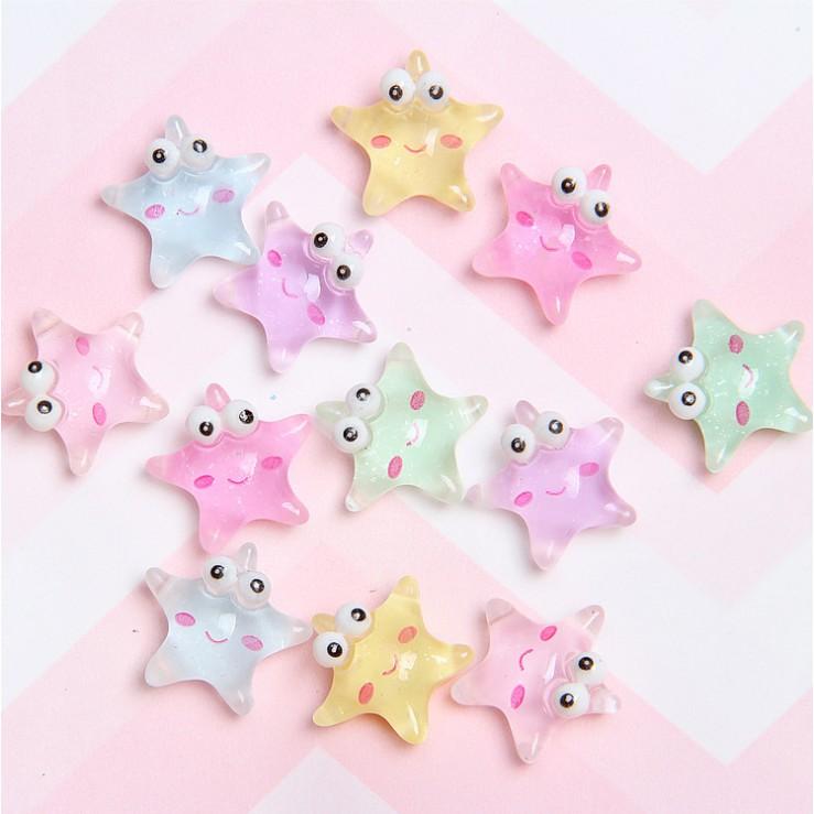 *HN* Charm sao biển nhỏ xinh trong suốt với nhũ cho các bạn trang trí vỏ điện thoại, DIY