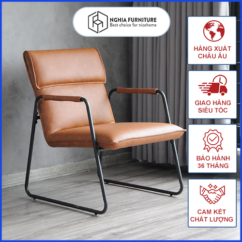 Ghế tựa lưng thư giãn, ghế đọc sách decor Arm Chair NF1 xuất khẩu Châu Âu đệm bọc si cao cấp