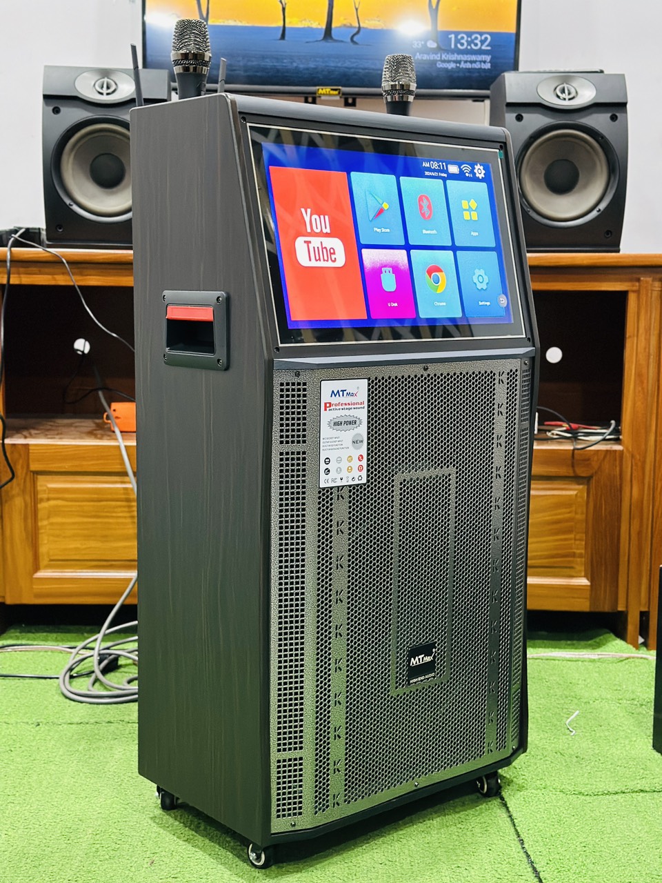 Loa Màn Hình MTMAX T73S Bass40 Màn Hình 21inch Công suất 500W Đi Kèm Cặp Micro Sang Trọng Chống Hú Cao Cấp. HÀNG CHÍNH HÃNG
