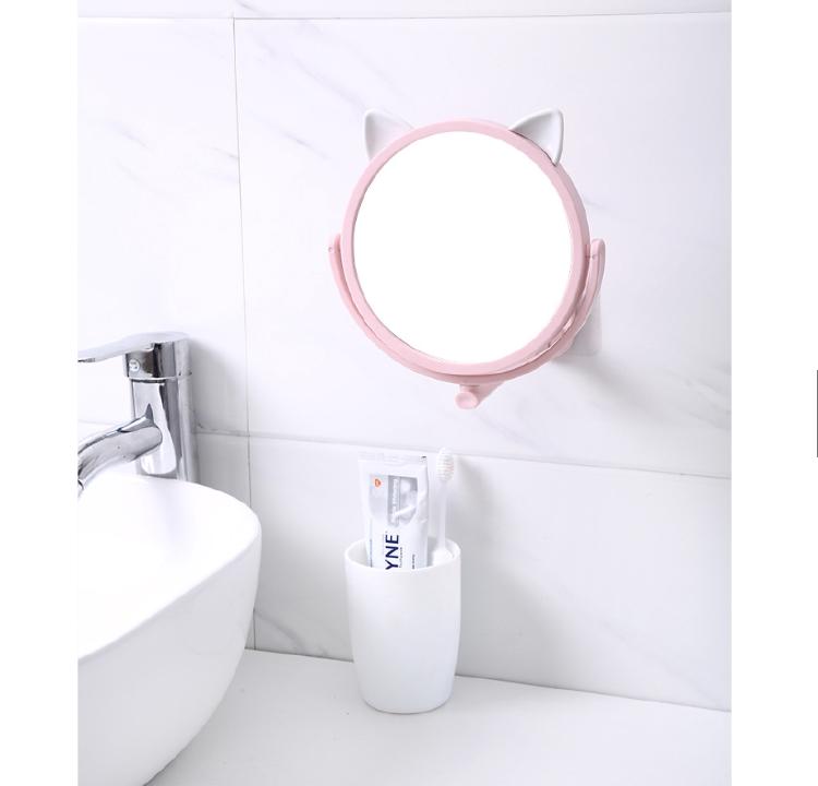 Gương xoay dán tường hình tai mèo chất liệu PP chống thấm nước, thích hợp sử dụng ướt và cực kì tiện lợi trong phòng tắm