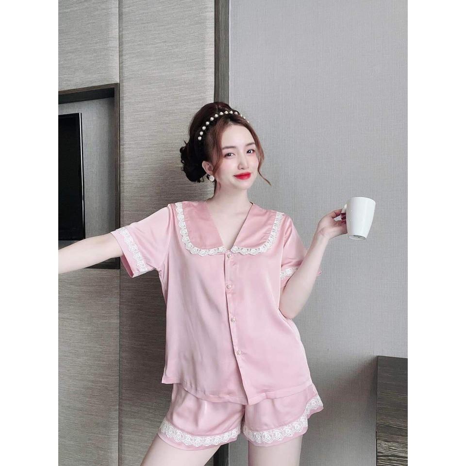 Đồ Mặc Nhà Quần Ngắn, Kiểu Tay Ngắn Và Quần Phối Ren XInh Xắn, Đồ Ngủ Lịch Sự, Phom Dưới 58kg