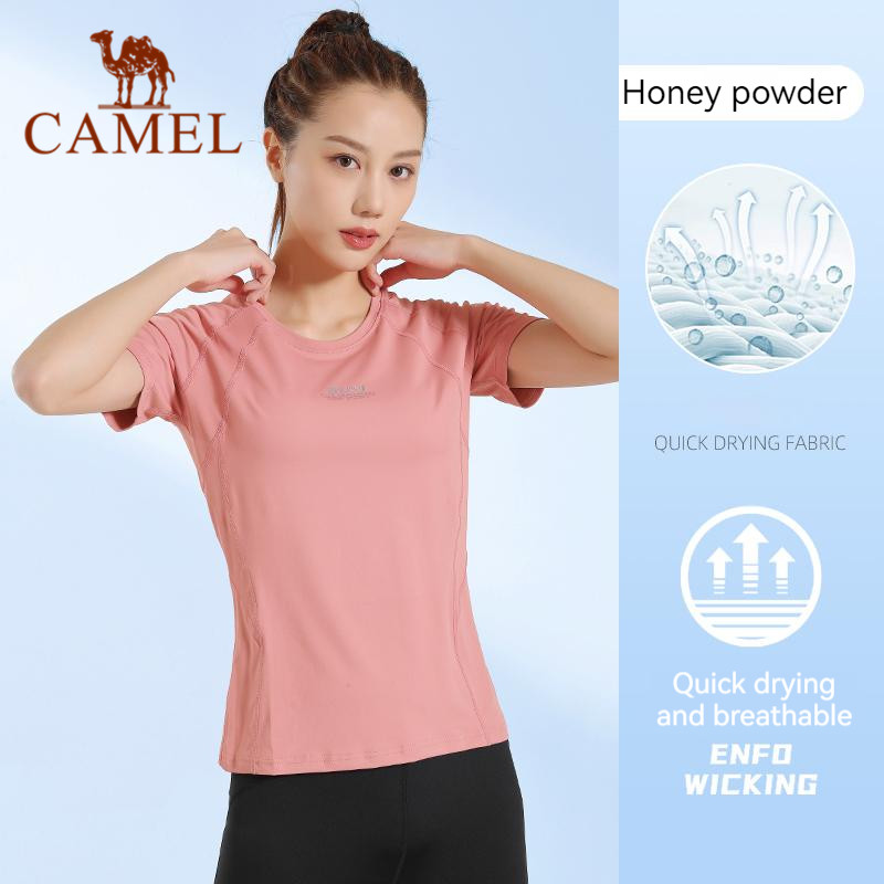 CAMEL Thể Thao Mùa Hè Mới Áo Thun Nữ Mỏng Là Áo Chạy Mỏng Khí Chất Gợi Cảm Thoáng Khí Thể Dục Từ Bi