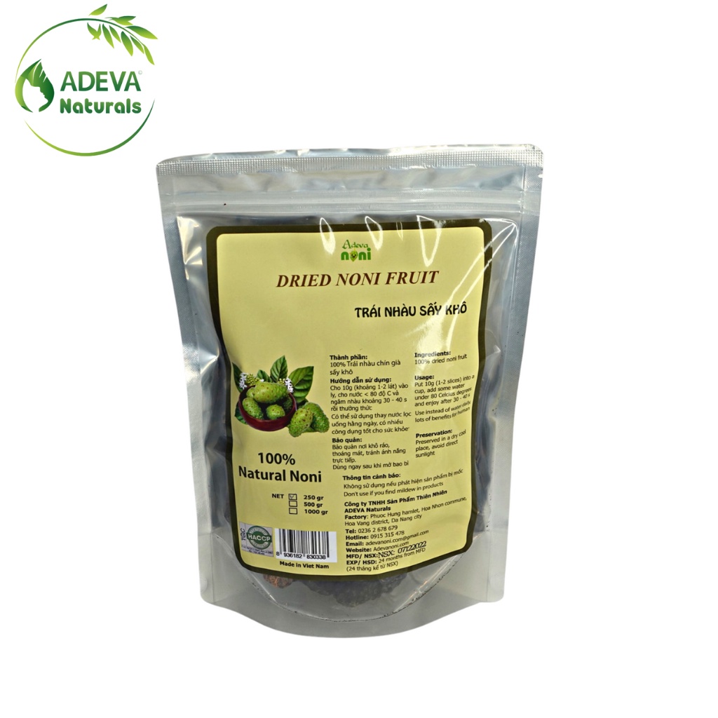 Trái Nhàu Sấy Khô Dried Noni Fruit ADEVA NONI Hỗ Trợ Tăng Sức Đề Kháng, Ổn Định Huyết Áp 250-500-1000Gr