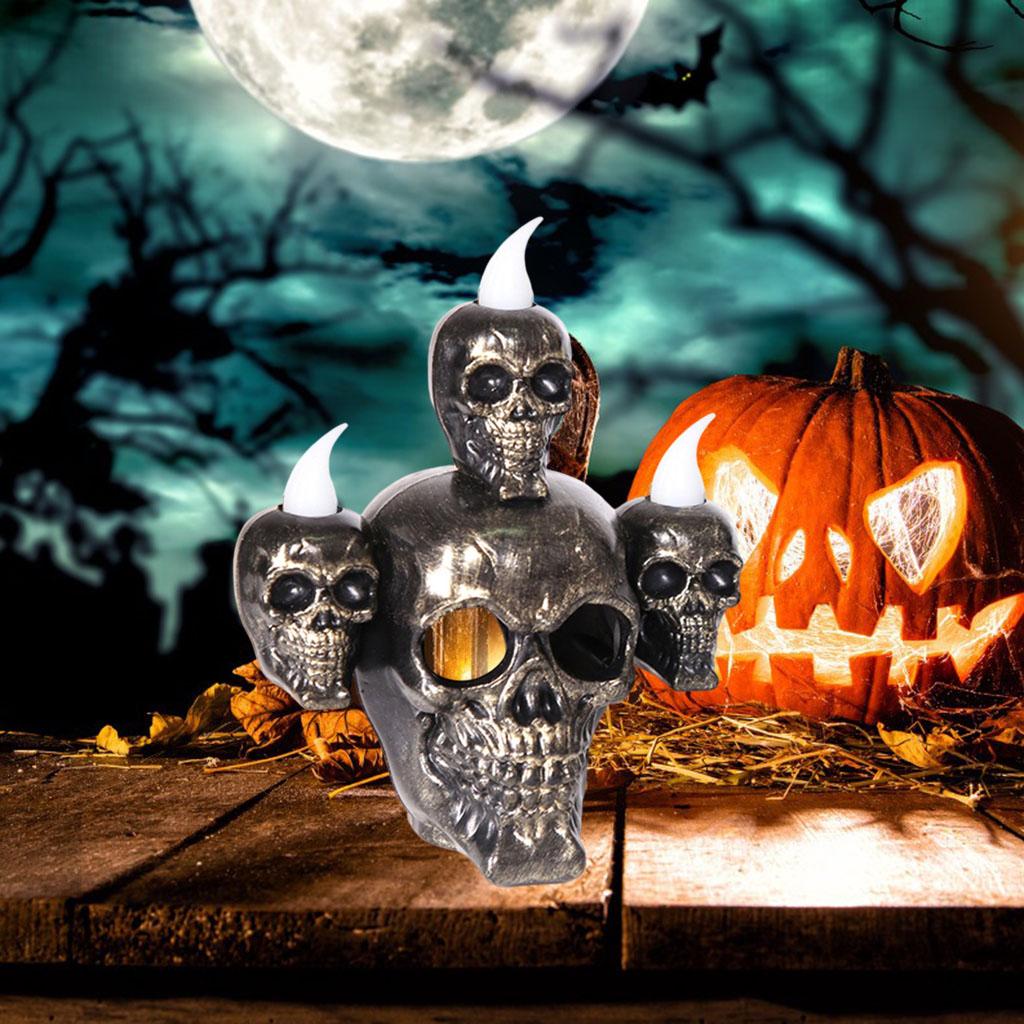 Creepy Halloween Skull Statue Incense Burner Party Decoration Props Golden