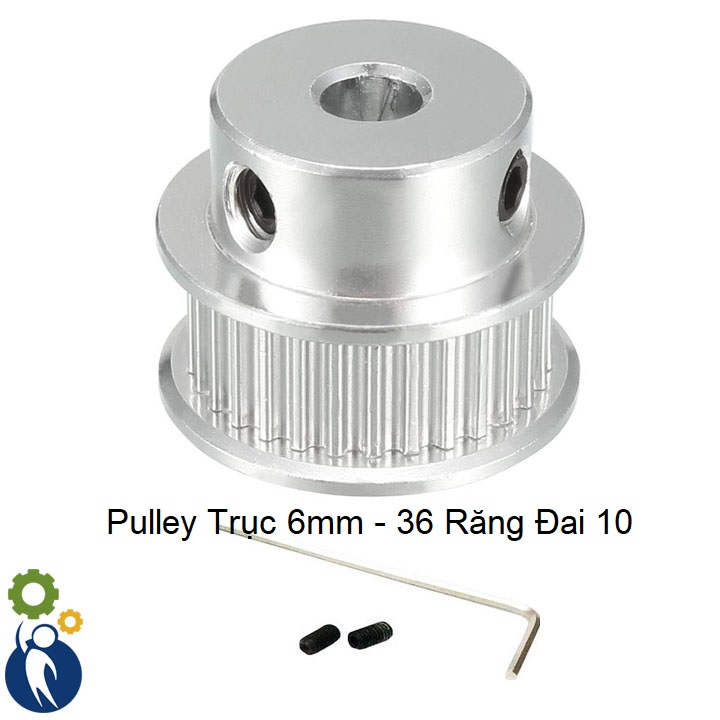 Buly, Puly, Pulley Trục 6mm - 36 Răng Đai 10, sử dụng với dây đai 2GT-10mm